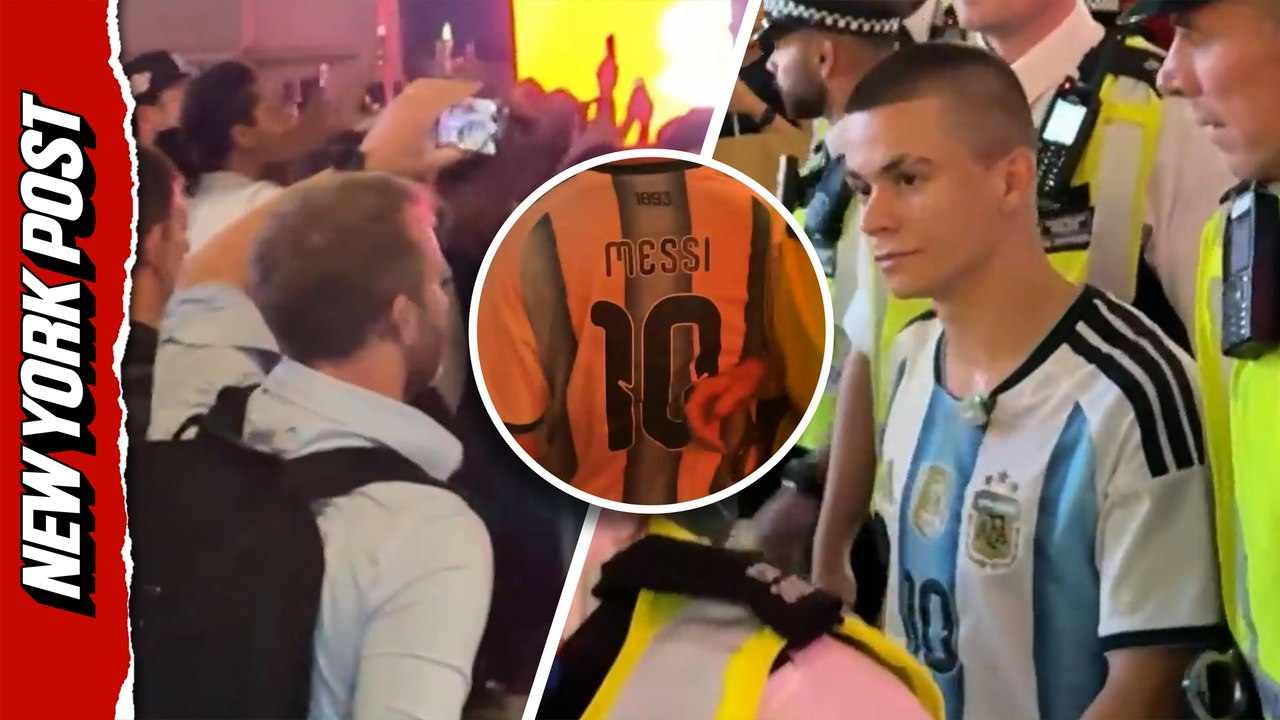 Lone Argentina fan in Messi jersey rescued by police after being swarmed by furious Londoners