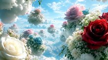 Floating Rose Gardens Above the Clouds |4K Cinematic Fantasy