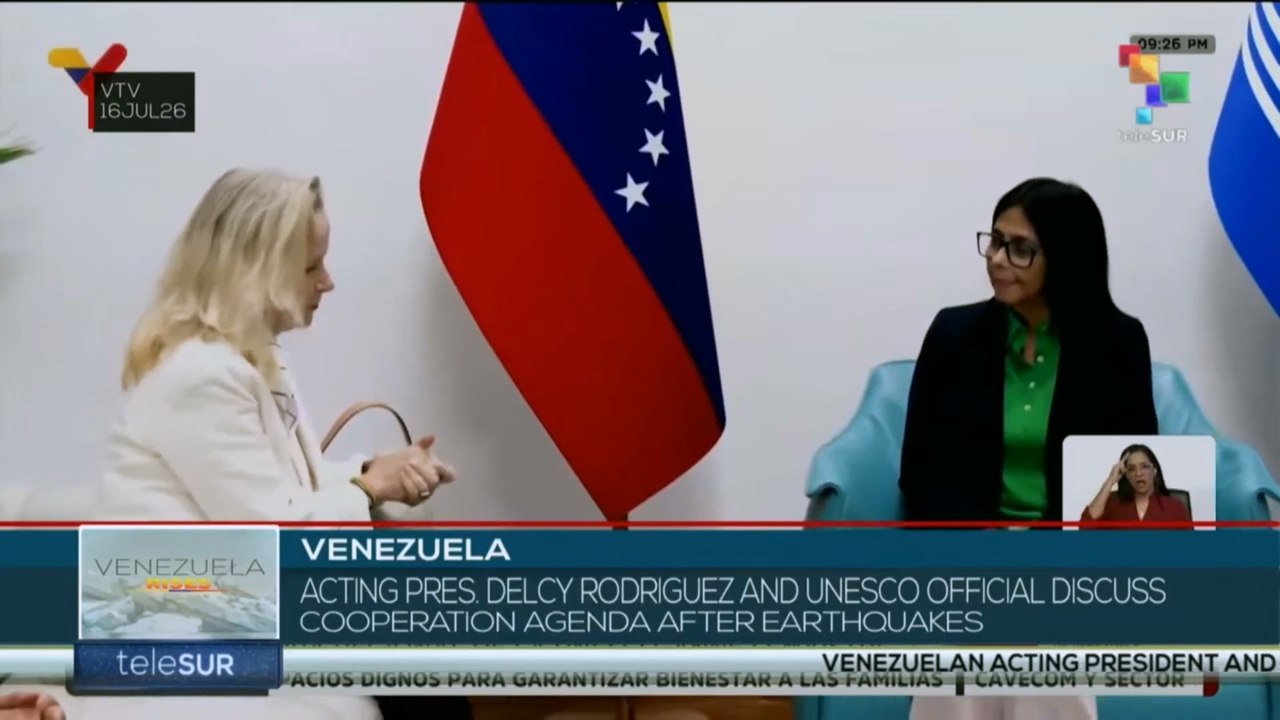 Venezuela Acting pres. and UNESCO official discuss cooperation agenda after earthquakes
