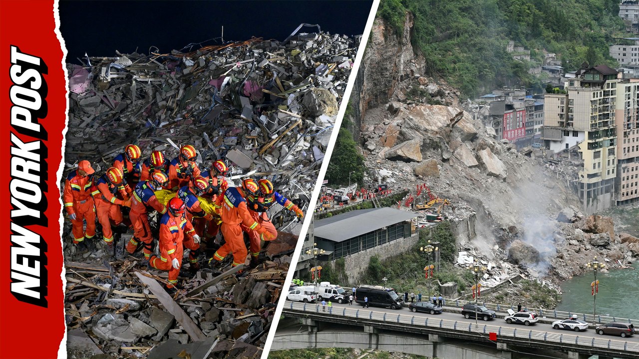 Rescuers scramble to save trapped residents after deadly landslide buries Chinese homes