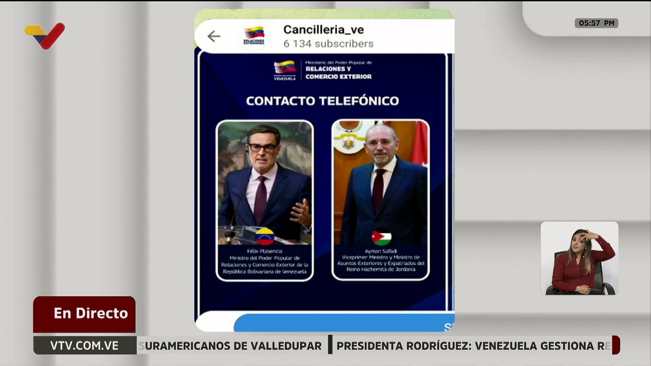 Canciller Félix Plasencia sostuvo una conversación con el viceprimer ministro de Jordania Ayman Safadi