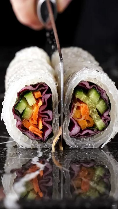 Rice Paper Roll Sliced by Blade | Perfect Food Cutting ASMR | Oddly Satisfying