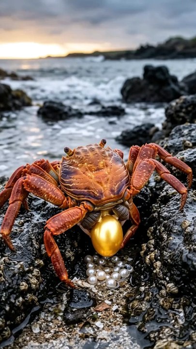 🦀🥚✨ What if a crab laid a magical golden egg_ 🌊💛If you stumbled upon this glowing treasure at the beach, what would you do_ 🤔 Tell us in the comments! 👇#GoldenEgg #Crab #OceanMagic