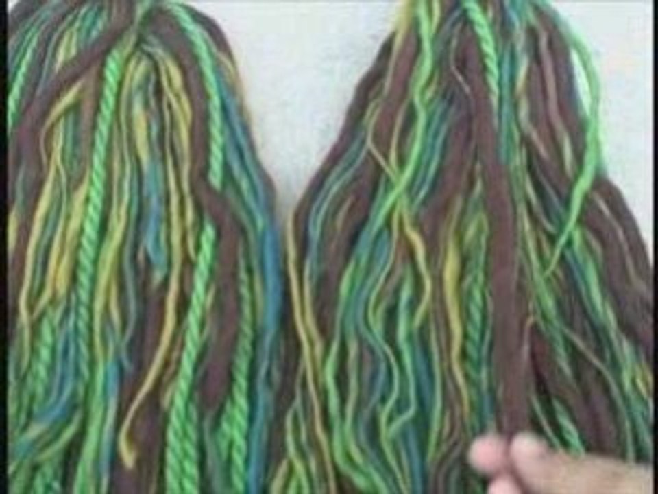 BURNING MAN FASHION: Green / Brown Wool Dread Falls $125.00