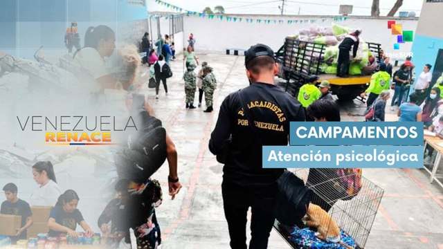 Autoridades venezolanas visitan campamentos transitorios en Caracas