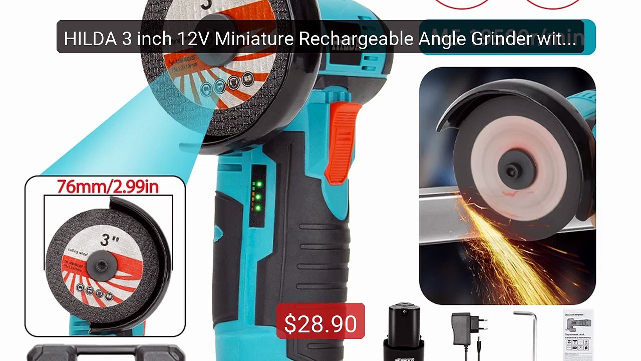 HILDA 3 inch 12V Miniature Rechargeable Angle Grinder with Bat... -- Hot Deal 2026 | Limited Offer!