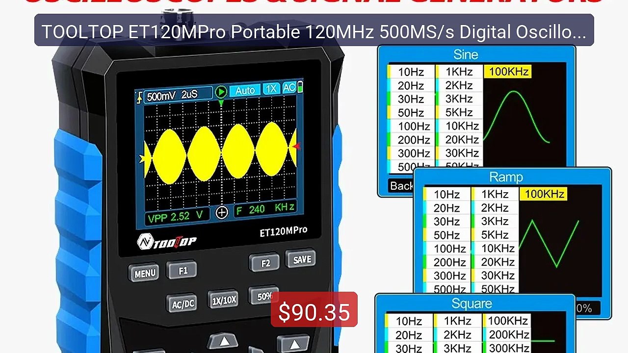 TOOLTOP ET120MPro Portable 120MHz 500MS/s Digital Oscilloscope... -- Best Buy 2026 | Great Quality!