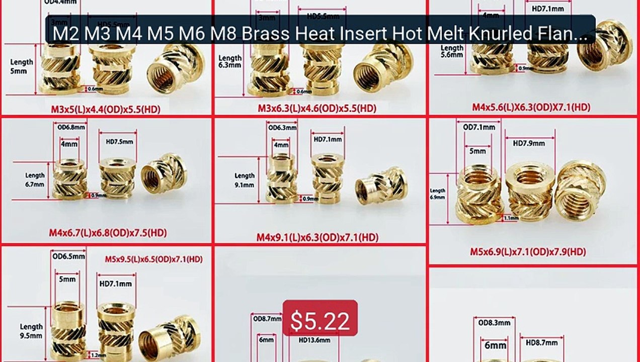 M2 M3 M4 M5 M6 M8 Brass Heat Insert Hot Melt Knurled Flange Copper... -- Best Deal 2026 | Shop Now!