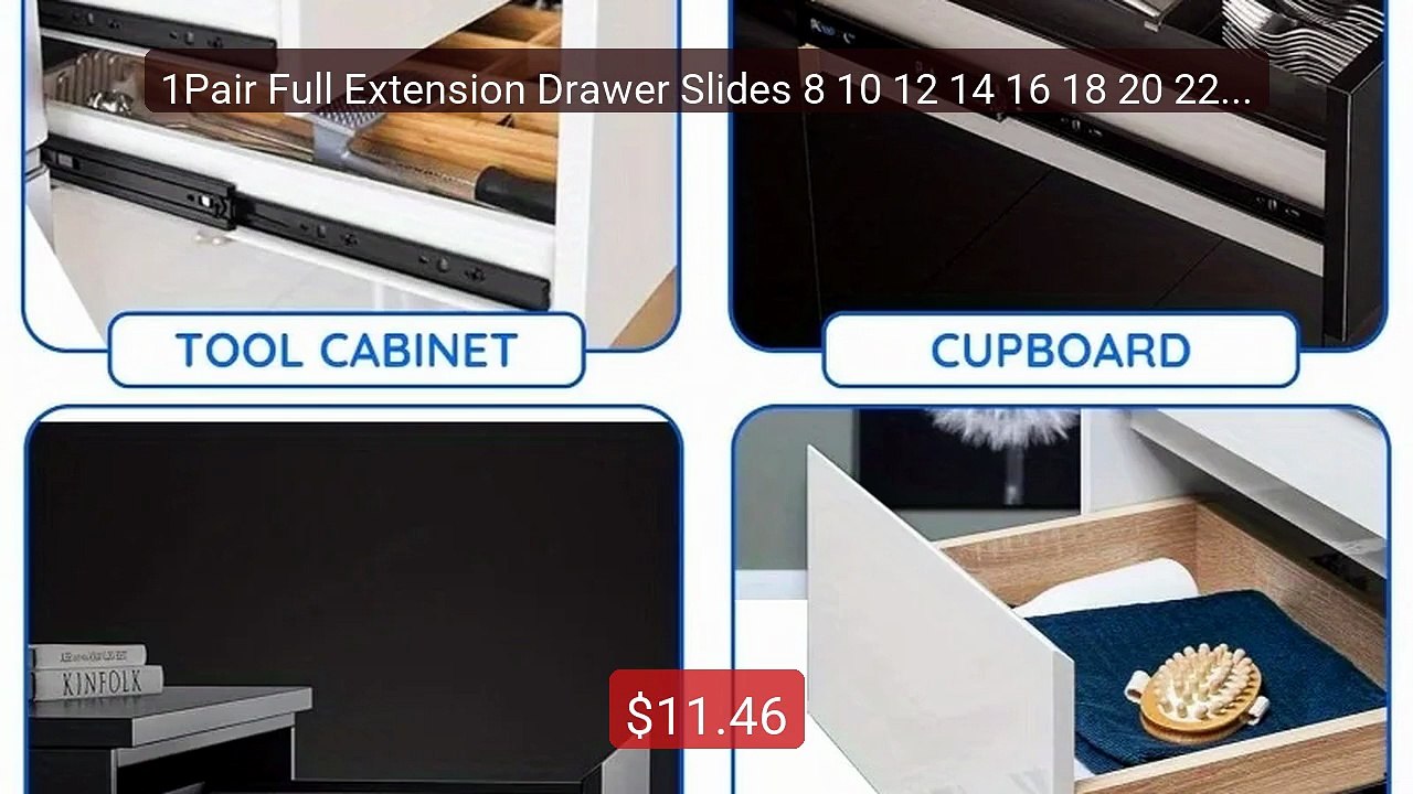 1Pair Full Extension Drawer Slides 8 10 12 14 16 18 20 22In... -- Top Pick 2026 | Unbeatable Price!