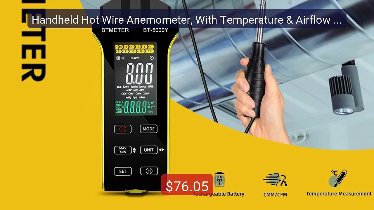 Handheld Hot Wire Anemometer, With Temperature & Airflow Measu... -- Best Buy 2026 | Great Quality!