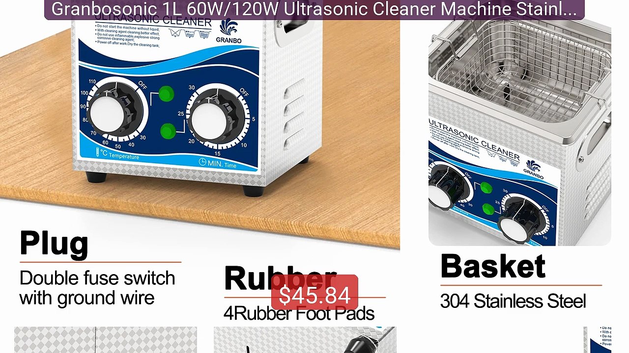 Granbosonic 1L 60W/120W Ultrasonic Cleaner Machine Stainles... -- Top Pick 2026 | Unbeatable Price!