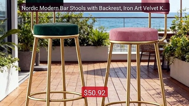 Nordic Modern Bar Stools with Backrest, Iron Art Velvet Kitchen Cou... Top Rated 2026 | Buy Now!