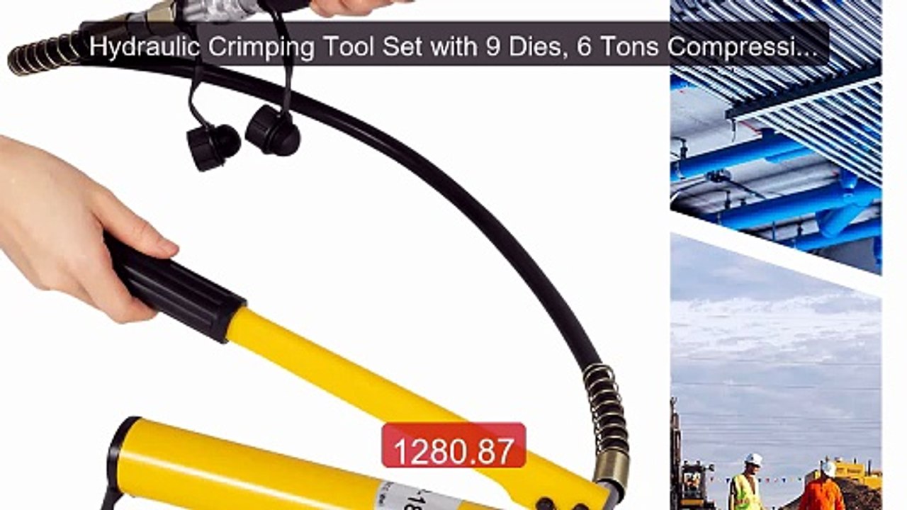 Hydraulic Crimping Tool Set with 9 Dies, 6 Tons Compression, 360° ... -- Best Deal 2026 | Shop Now!