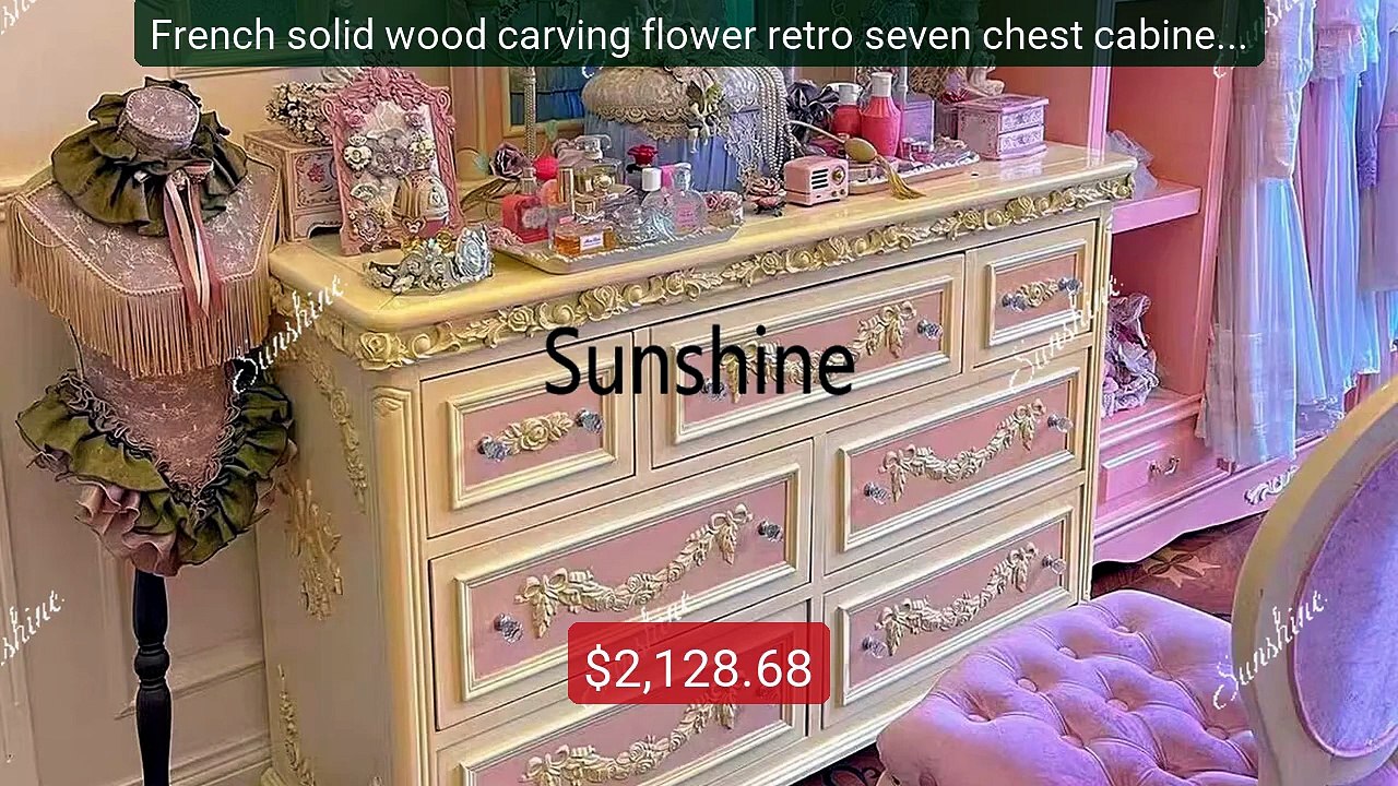 French solid wood carving flower retro seven chest cabinet, pi... -- Hot Deal 2026 | Limited Offer!