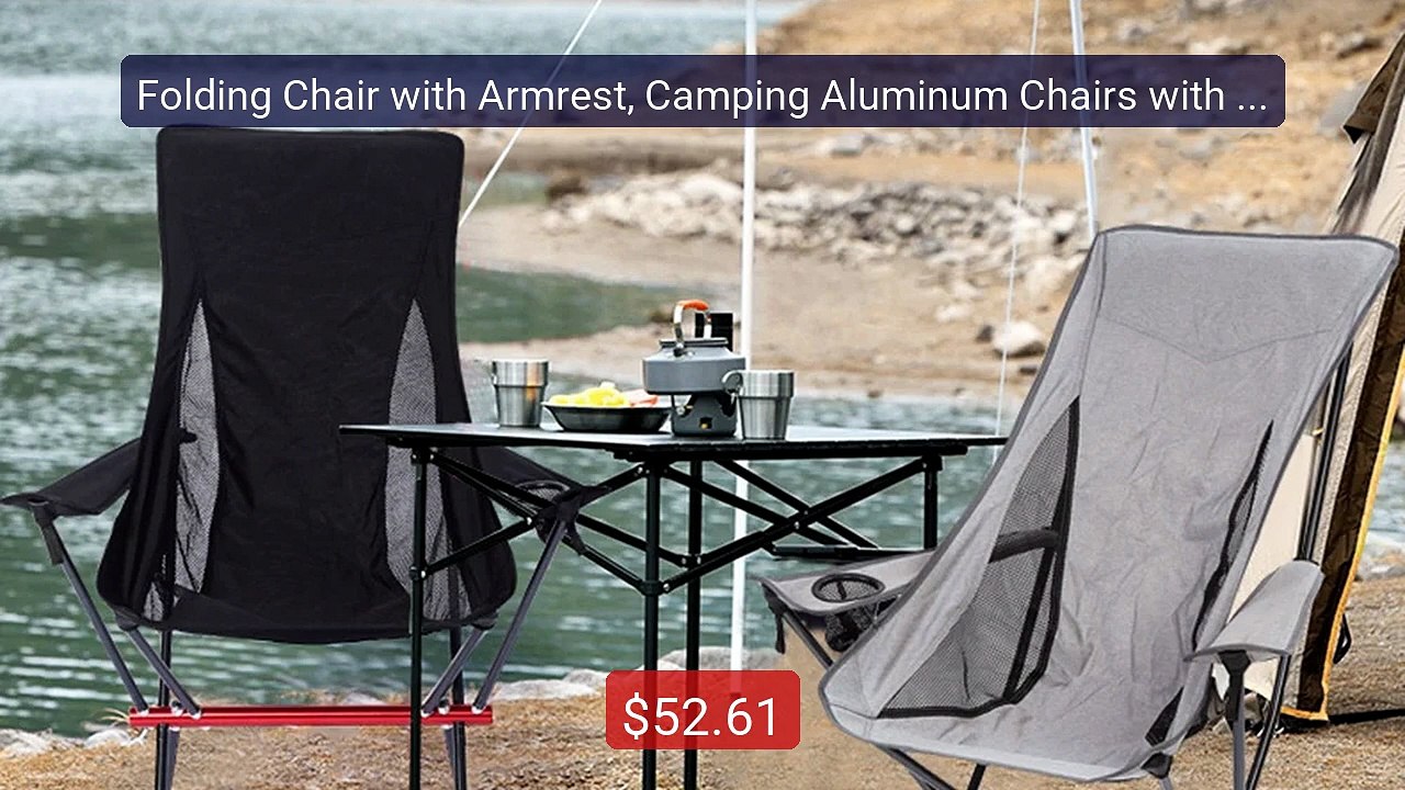Folding Chair with Armrest, Camping Aluminum Chairs with Cup Cover ... -- Top Rated 2026 | Buy Now!