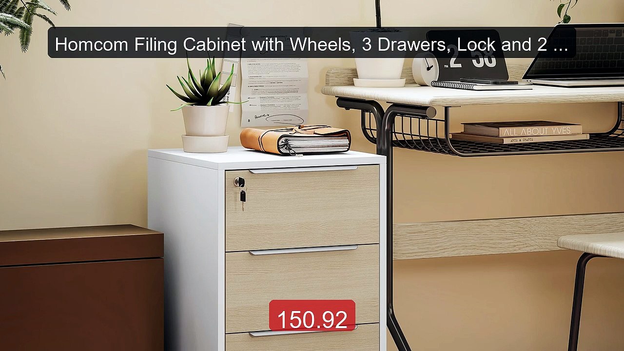 Homcom Filing Cabinet with Wheels, 3 Drawers, Lock and 2 Ke... -- Top Pick 2026 | Unbeatable Price!