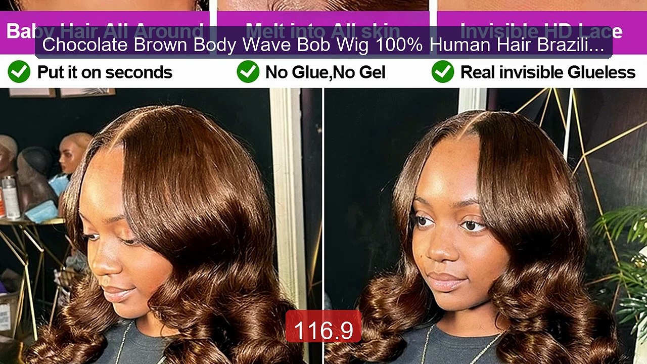 Chocolate Brown Body Wave Bob Wig 100% Human Hair Brazilian 4#... -- Hot Deal 2026 | Limited Offer!