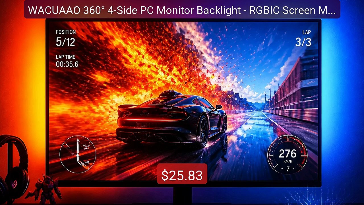WACUAAO 360° 4-Side PC Monitor Backlight - RGBI...