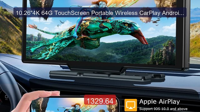 10.26 4K 64G TouchScreen Portable Wireless CarPlay Android ... Top Pick 2026 | Unbeatable Price!