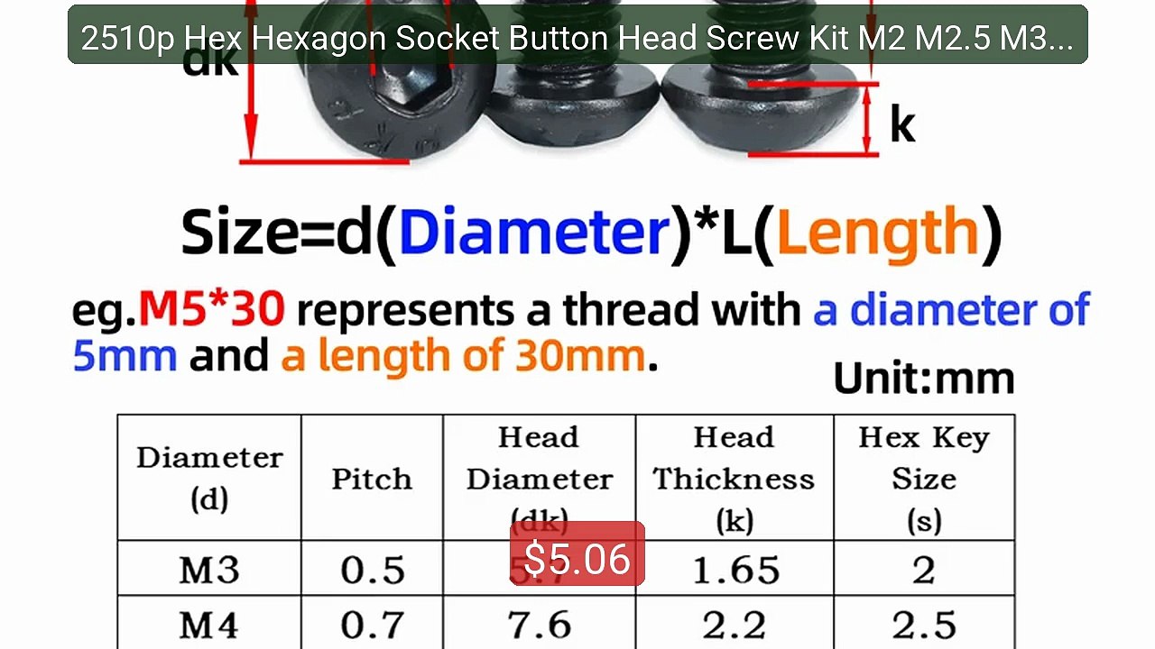 2510p Hex Hexagon Socket Button Head Screw Kit M2 M2.5 M3 M4 M... -- Best Buy 2026 | Great Quality!
