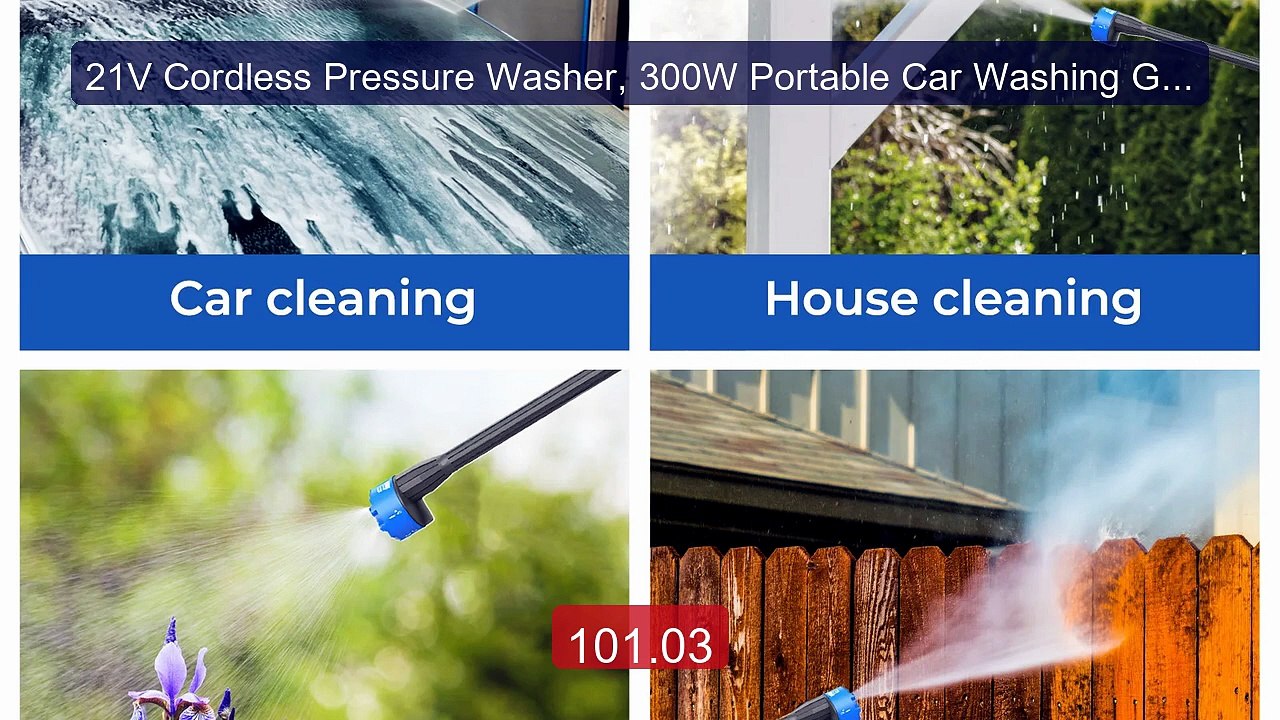 21V Cordless Pressure Washer, 300W Portable Car Washing Gun... -- Top Pick 2026 | Unbeatable Price!