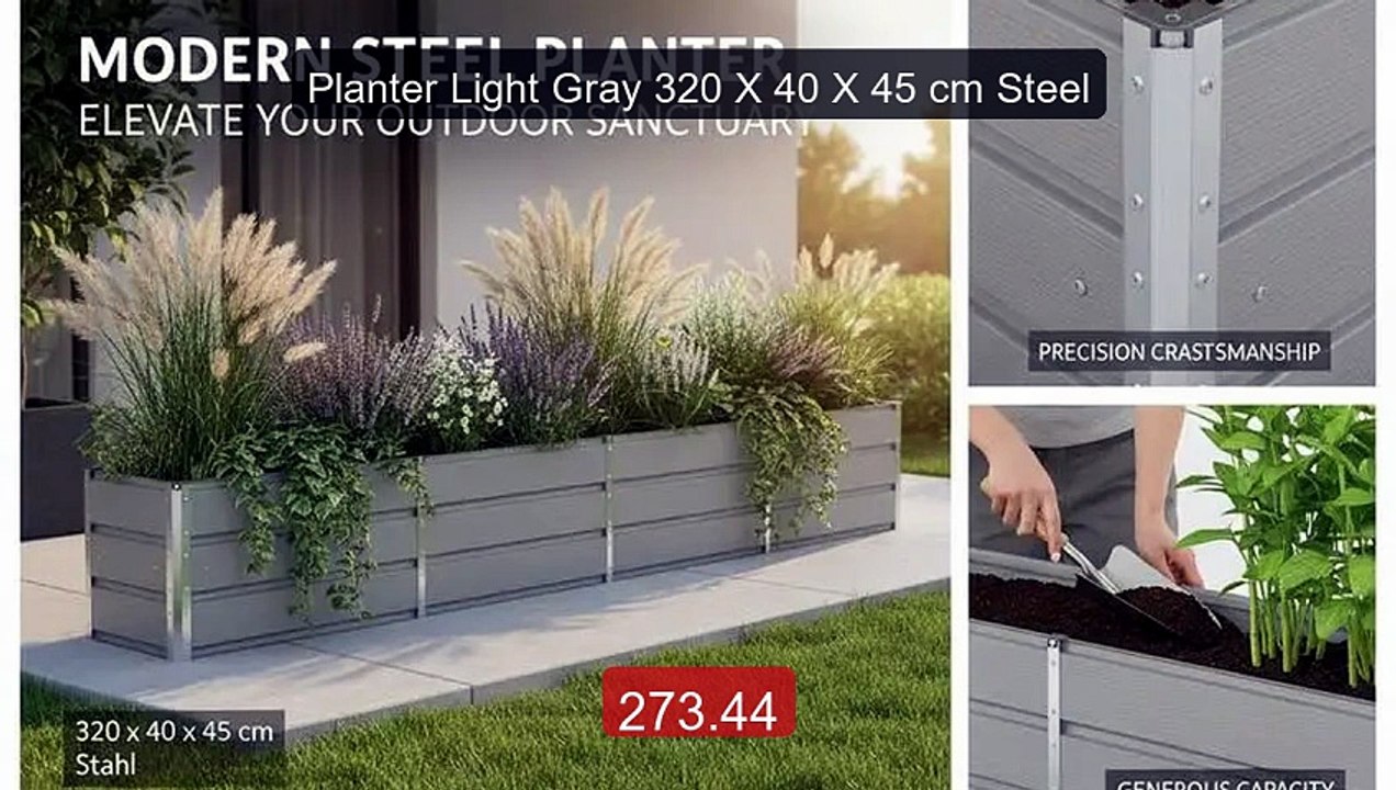 Planter Light Gray 320 X 40 X 45 cm Steel -- Best Buy 2026 | Great Quality!