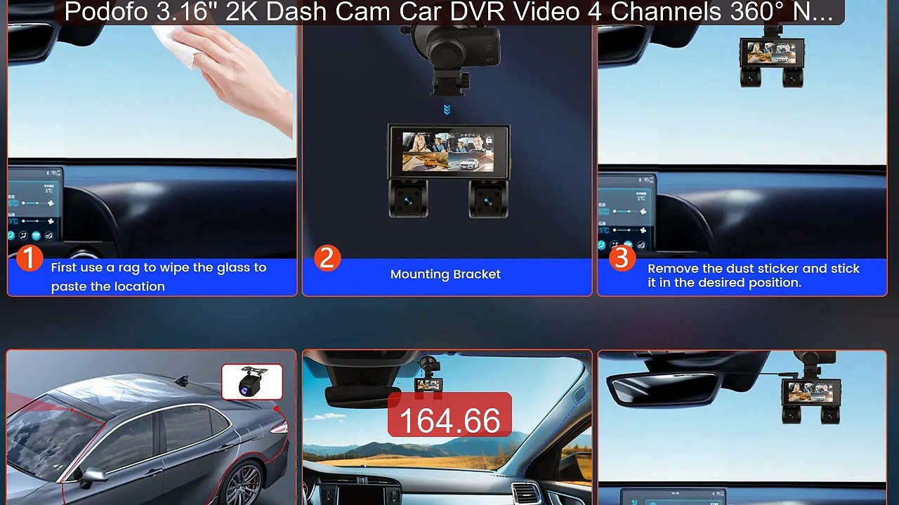 Podofo 3.16'' 2K Dash Cam Car DVR Video 4 Channels 360° Night ... -- Hot Deal 2026 | Limited Offer!
