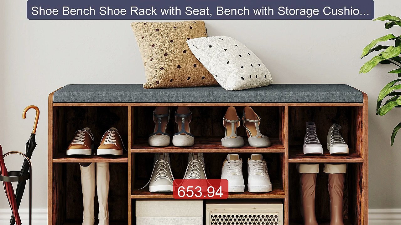 Shoe Bench Shoe Rack with Seat, Bench with Storage Cushion, 9... -- Amazing Value 2026 | Must Have!