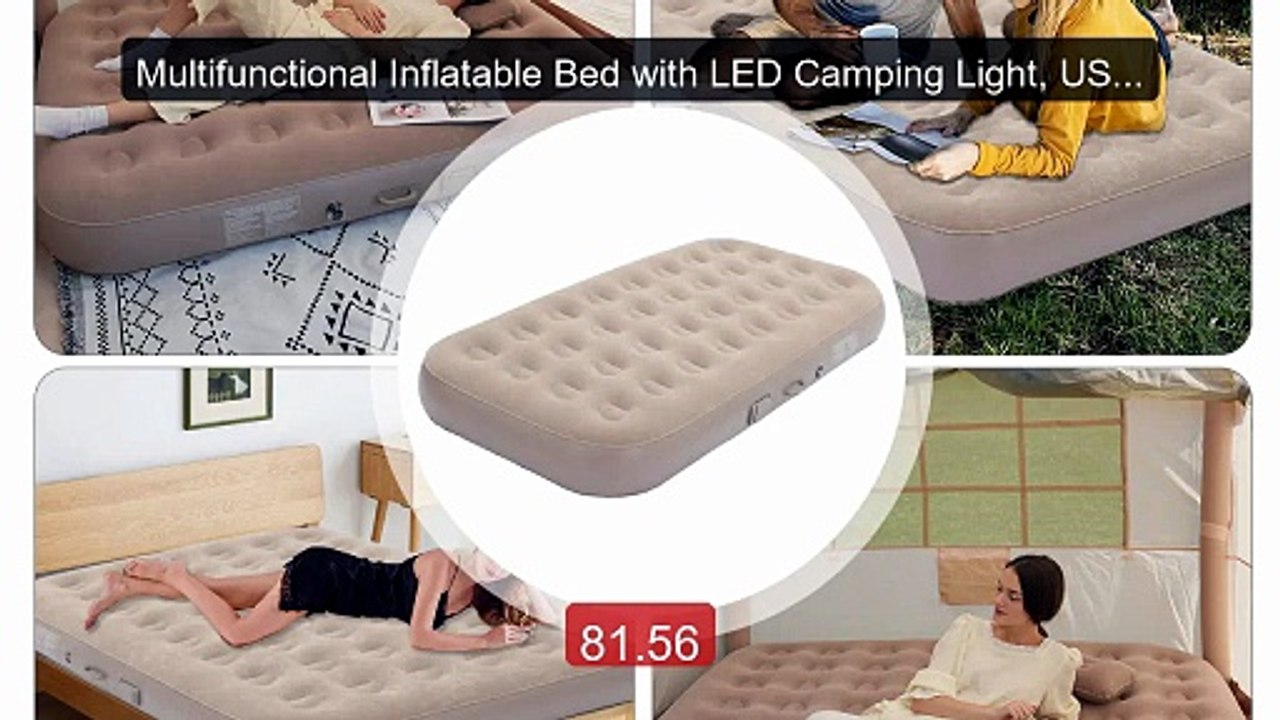 Multifunctional Inflatable Bed with LED Camping Light, USB Rec... -- Best Buy 2026 | Great Quality!
