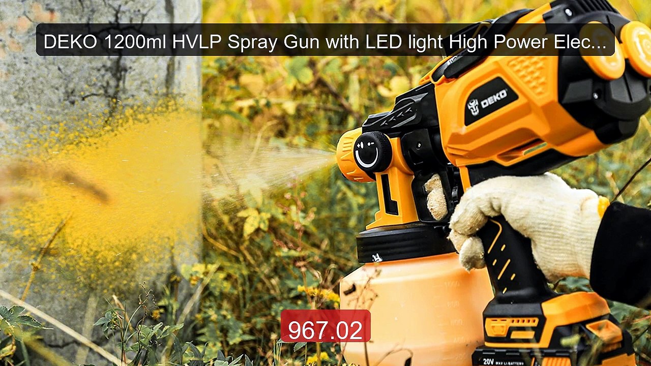 DEKO 1200ml HVLP Spray Gun with LED light High Power Electric Paint... -- Top Rated 2026 | Buy Now!