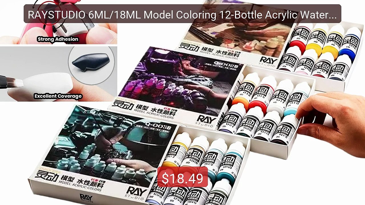 RAYSTUDIO 6ML/18ML Model Coloring 12-Bottle Acrylic Water-Based Pai... -- Top Rated 2026 | Buy Now!