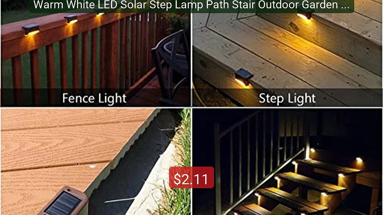 Warm White LED Solar Step Lamp Path Stair Outdoor Garden Lights Wa... -- Best Deal 2026 | Shop Now!
