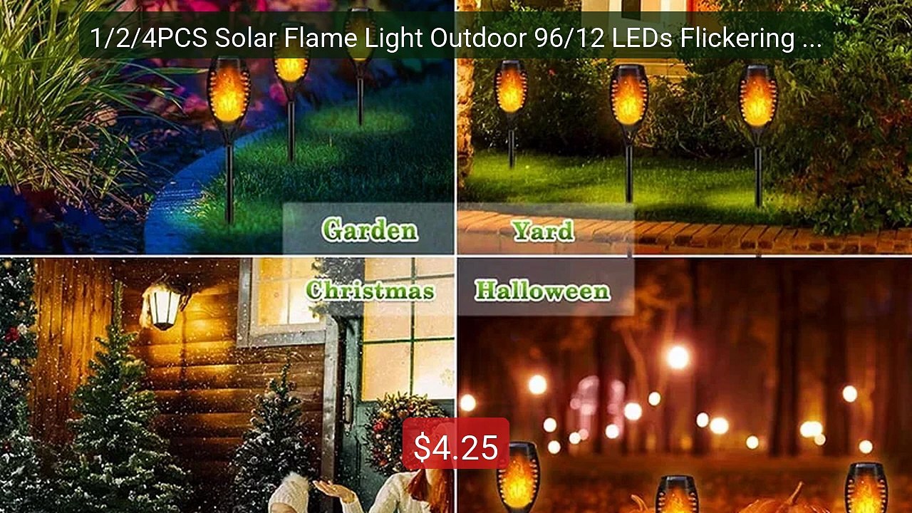 1/2/4PCS Solar Flame Light Outdoor 96/12 LEDs Flickering Torc... -- Amazing Value 2026 | Must Have!