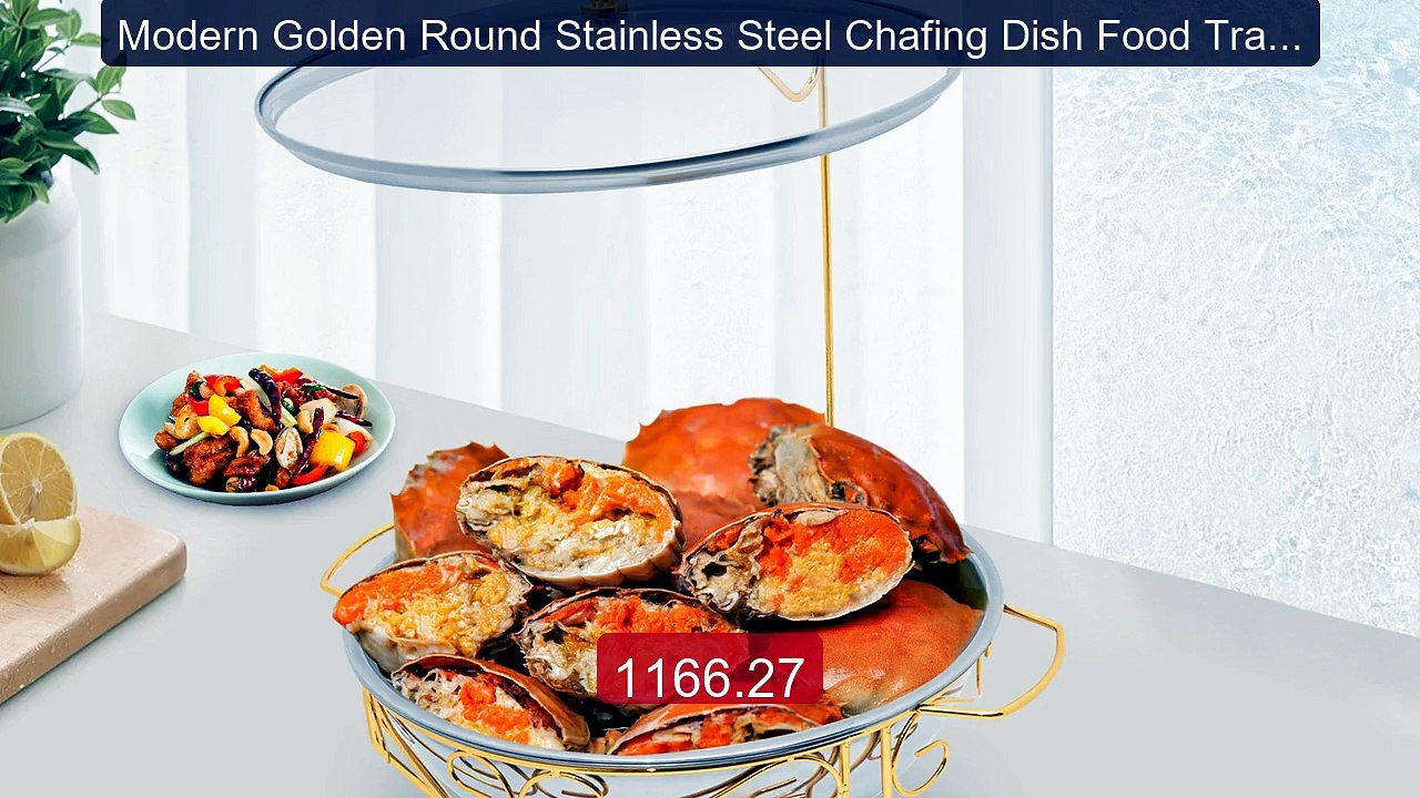 Modern Golden Round Stainless Steel Chafing Dish Food Tray 6L ... -- Best Buy 2026 | Great Quality!