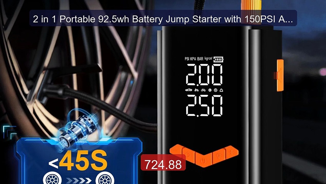 2 in 1 Portable 92.5wh Battery Jump Starter with 150PSI Air Co... -- Hot Deal 2026 | Limited Offer!