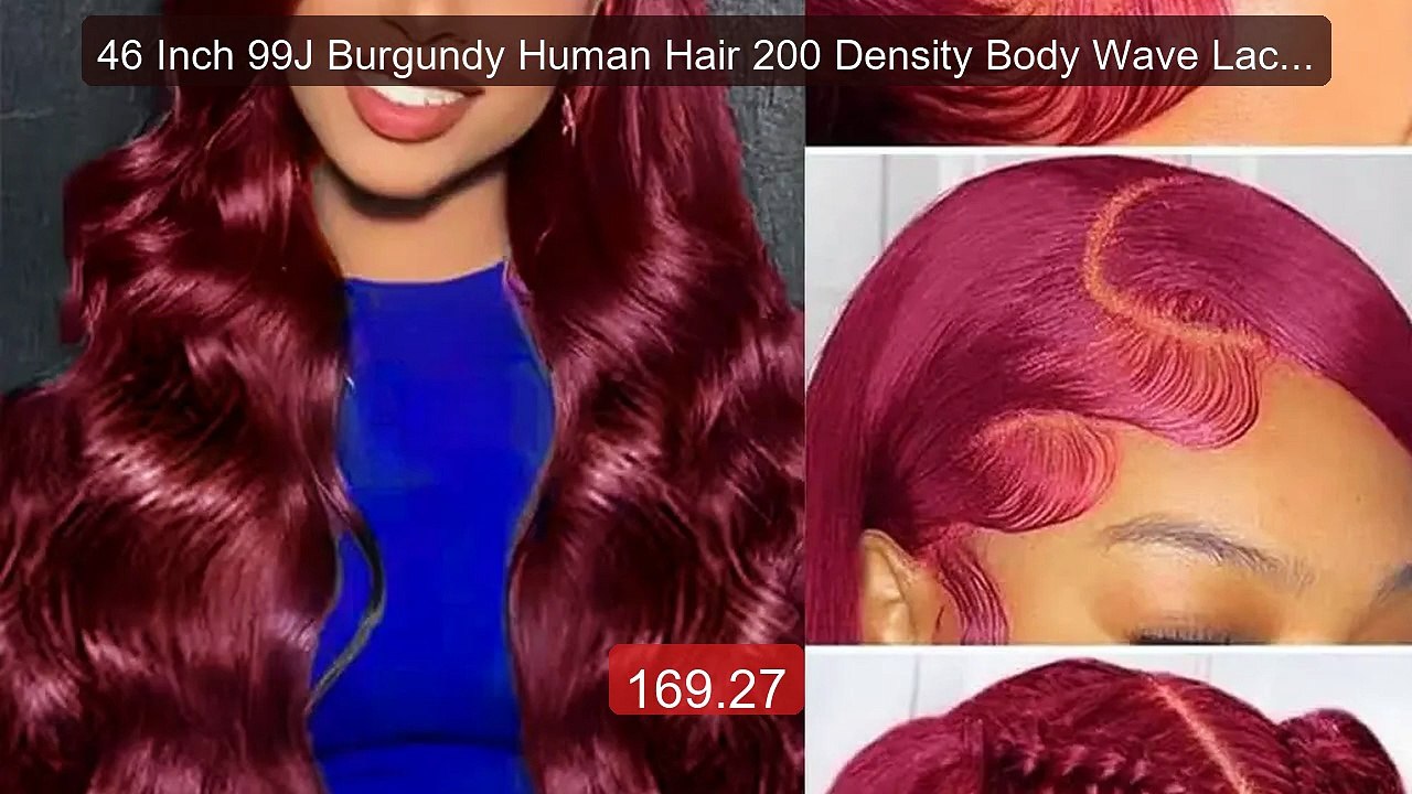46 Inch 99J Burgundy Human Hair 200 Density Body Wave Lace Fr... -- Amazing Value 2026 | Must Have!