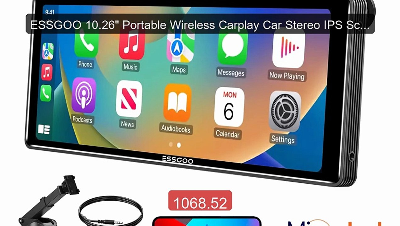 ESSGOO 10.26" Portable Wireless Carplay Car Stereo IPS Screen... -- Amazing Value 2026 | Must Have!