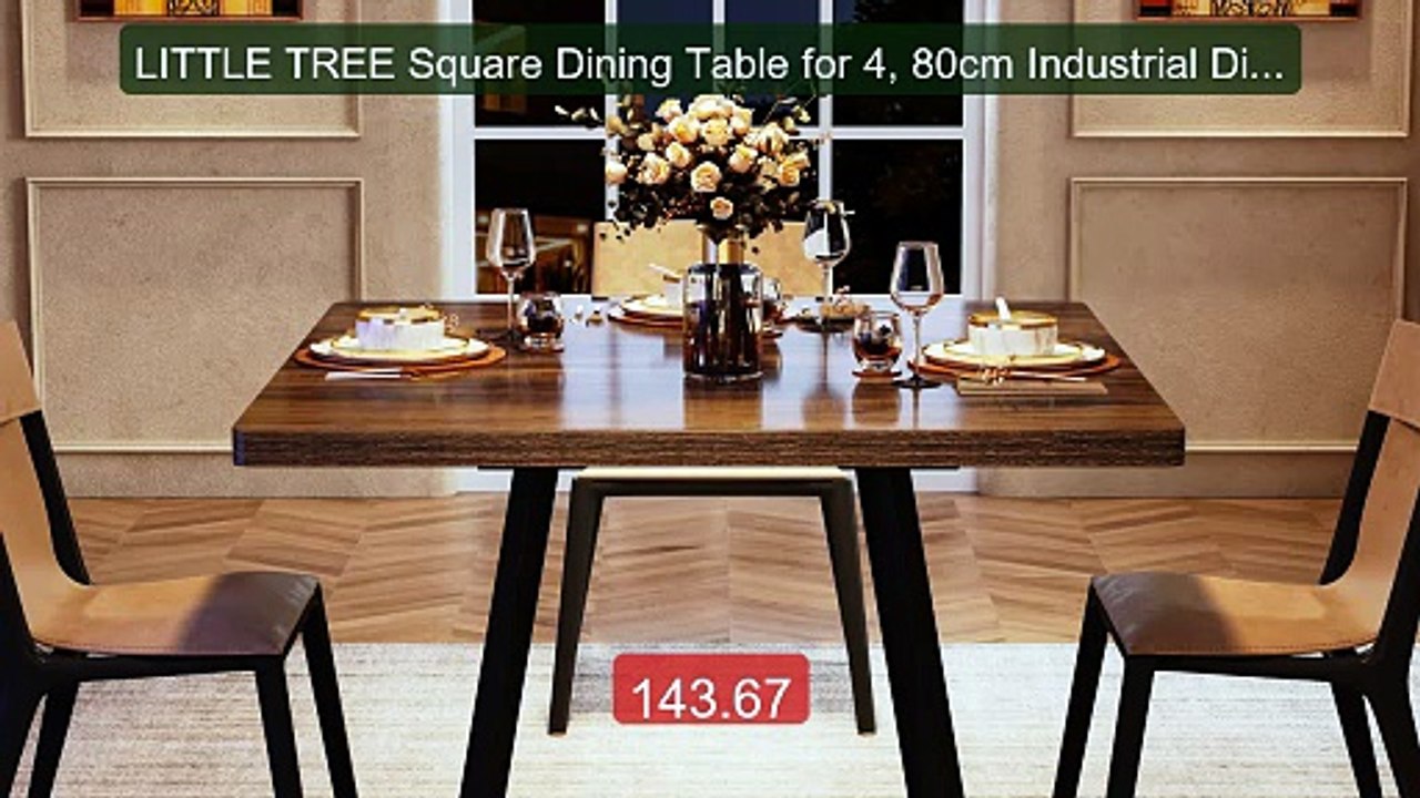 LITTLE TREE Square Dining Table for 4, 80cm Industrial Dinner Tabl... -- Best Deal 2026 | Shop Now!