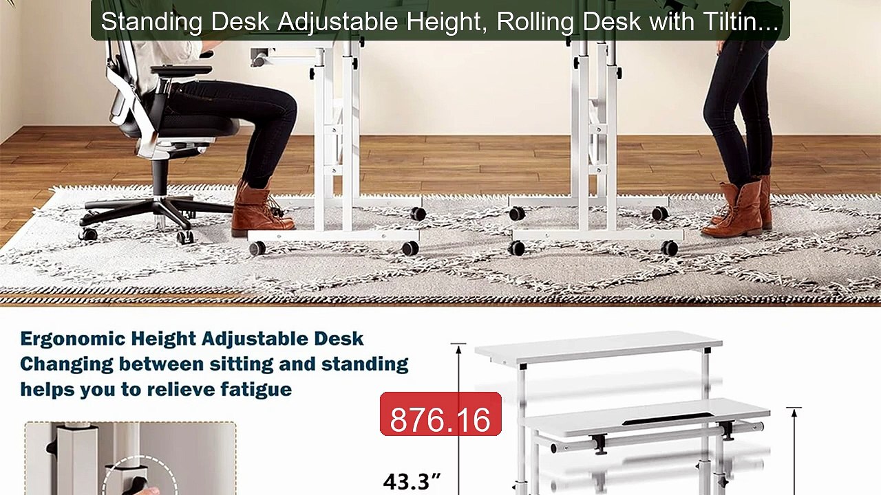 Standing Desk Adjustable Height, Rolling Desk with Tilting Table To... -- Top Rated 2026 | Buy Now!