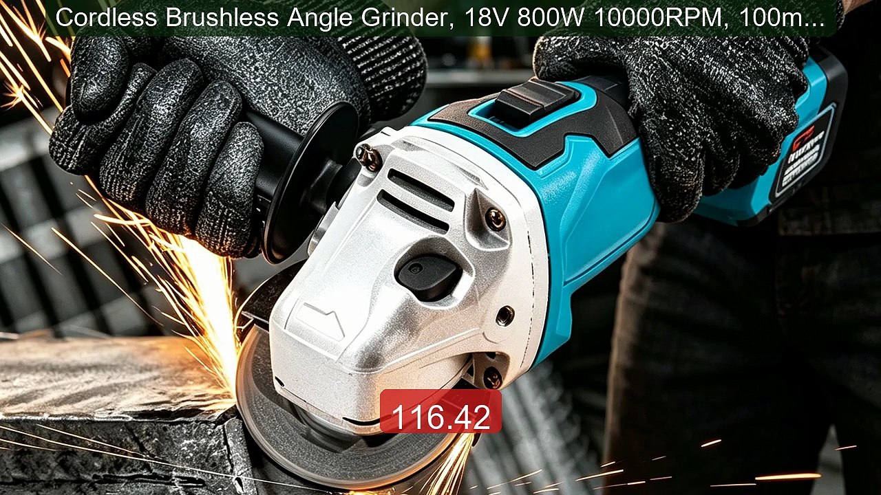 Cordless Brushless Angle Grinder, 18V 800W 10000RPM, 100mm/125... -- Hot Deal 2026 | Limited Offer!