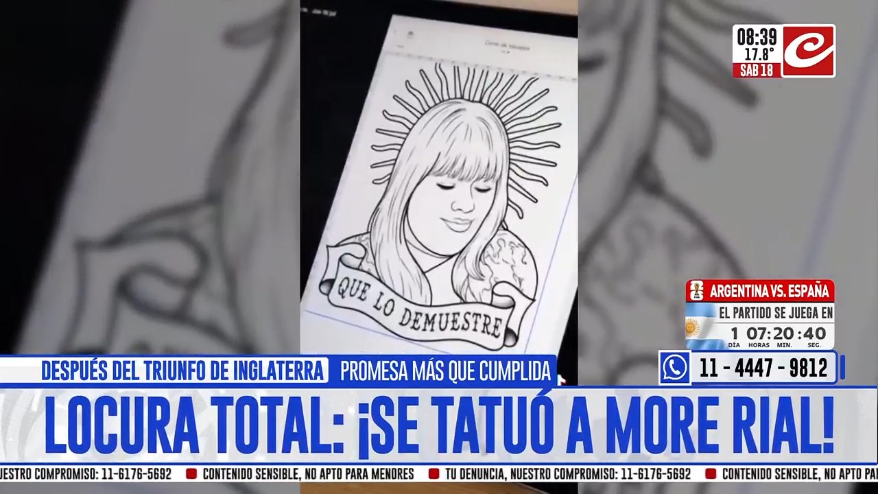 Insólito: cumplió su promesa mundialista... ¡y se tatuó la cara de Morena Rial!