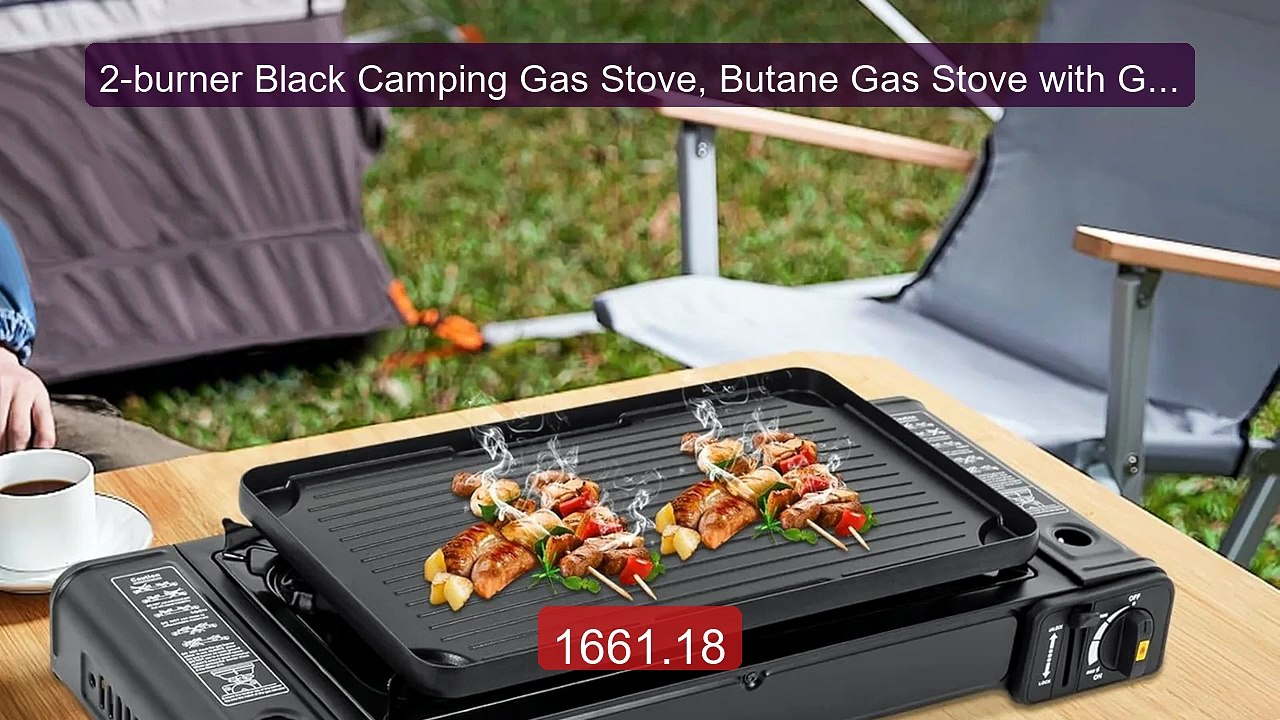 2-burner Black Camping Gas Stove, Butane Gas Stove with Grill ... -- Hot Deal 2026 | Limited Offer!