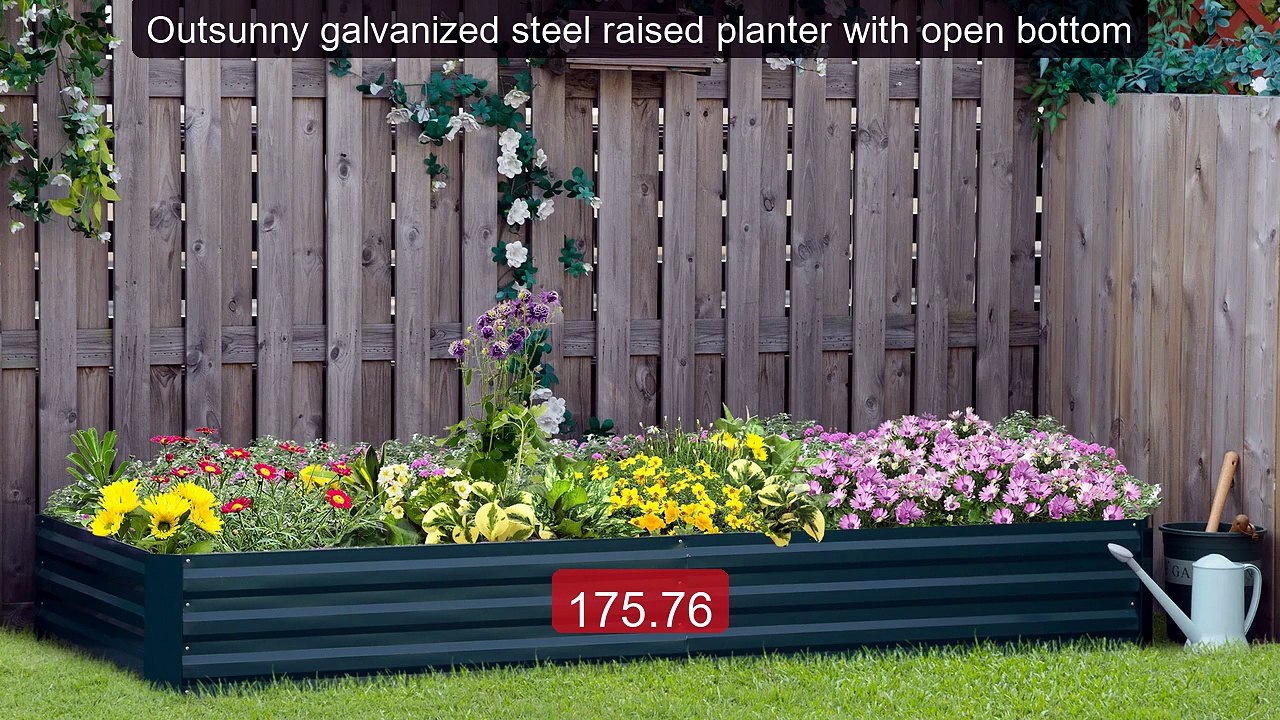 Outsunny galvanized steel raised planter with open bottom -- Top Pick 2026 | Unbeatable Price!