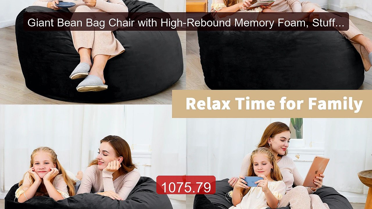 Giant Bean Bag Chair with High-Rebound Memory Foam, Stuffed... -- Top Pick 2026 | Unbeatable Price!