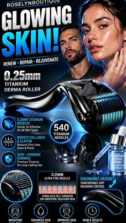 ROSELYNBOUTIQUE Derma Roller 0.25mm | Titanium Microneedling Tool for Men & Women | Trend Pickz