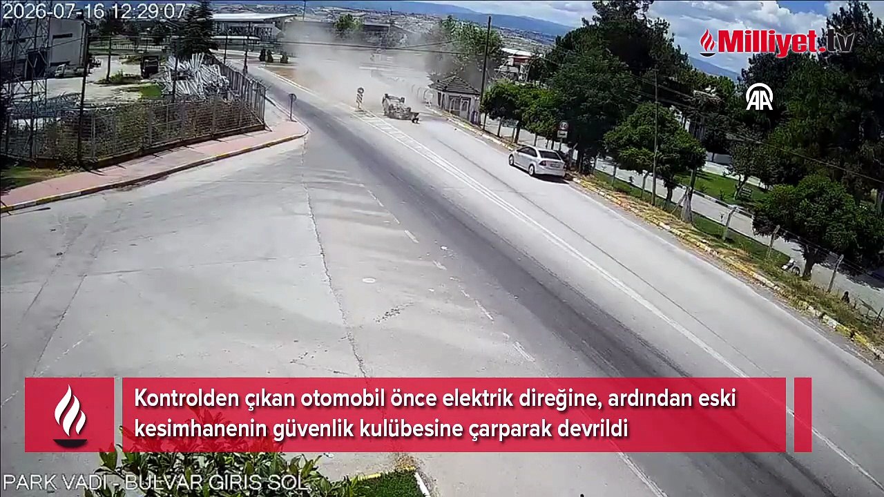 Tokat'ta otomobilin devrildiği kaza kamerada
