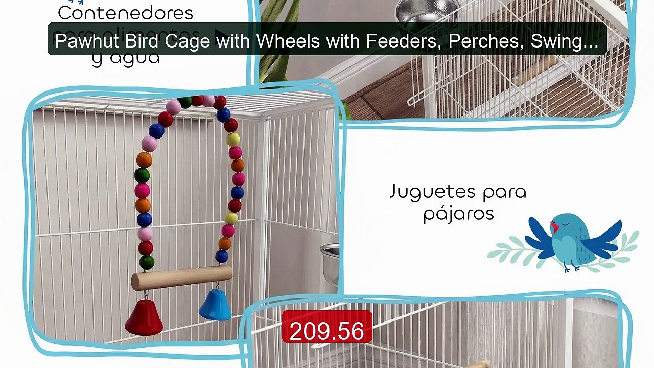 Pawhut Bird Cage with Wheels with Feeders, Perches, Swing and ... -- Hot Deal 2026 | Limited Offer!