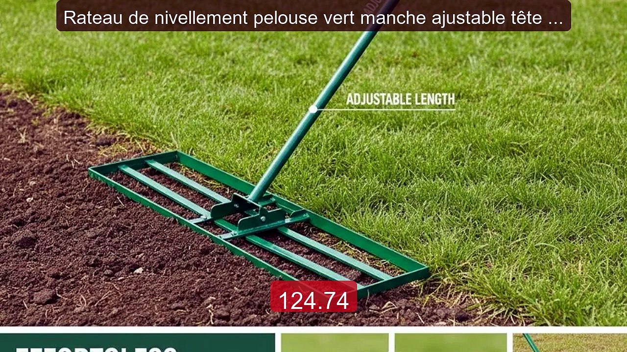 Rateau de nivellement pelouse vert manche ajustable tête U ro... -- Amazing Value 2026 | Must Have!