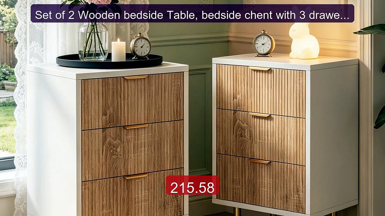 Set of 2 Wooden bedside Table, bedside chent with 3 drawers, s... -- Hot Deal 2026 | Limited Offer!