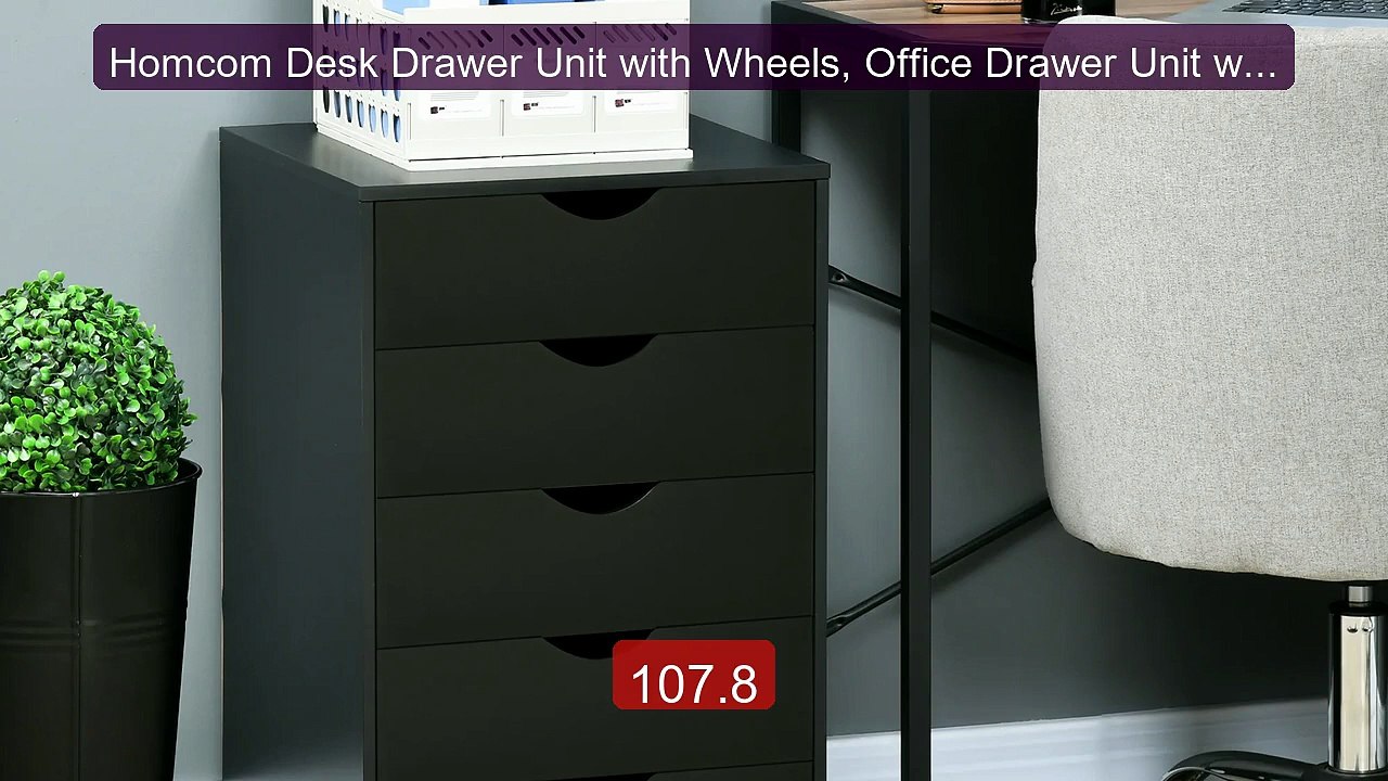 Homcom Desk Drawer Unit with Wheels, Office Drawer Unit with 5 Draw... -- Top Rated 2026 | Buy Now!